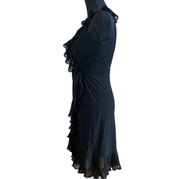 White House Black Market Black Sleeveless Wrap Dress with Ruffle Detail. Size 8 - Picture 3 of 5